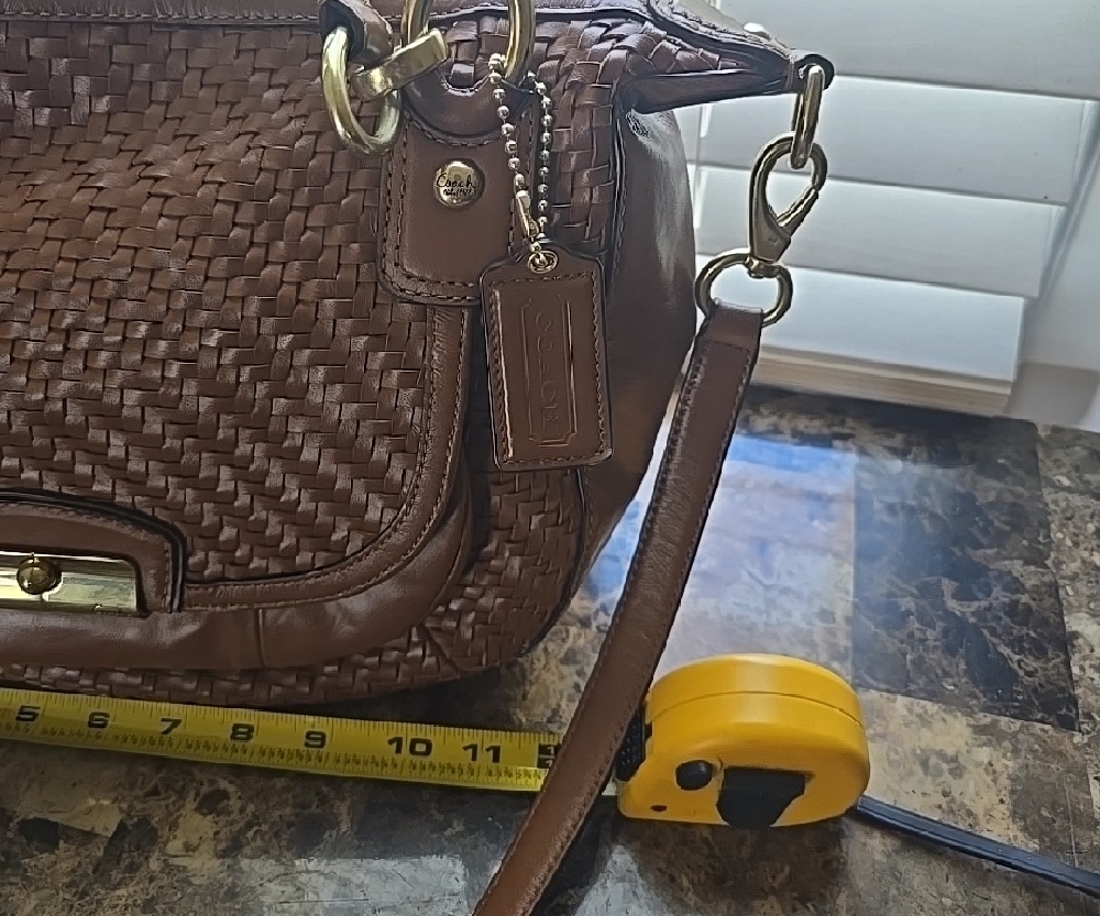 Coach Kristin Brown Woven Leather Handbag - Picture 2 of 9